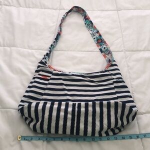 Thirty-one reversible bucket bag with stripes and flowers 🌸 blues white orange